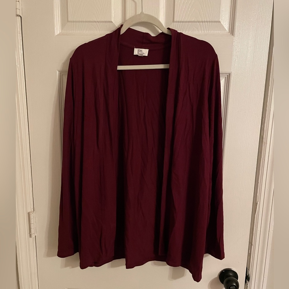 Burgundy Red Cardigan Sweater by Kim Rogers Size S
